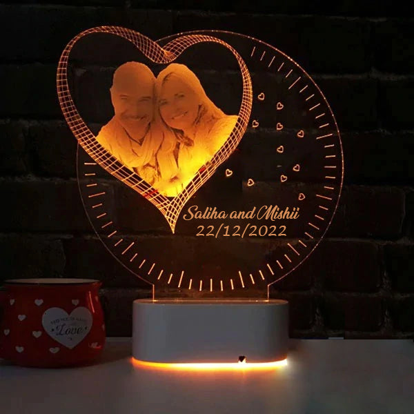 3D Illusion LED LAMP(8 Inches Height x 8-inch Width) With Your Photo, Name & DOB